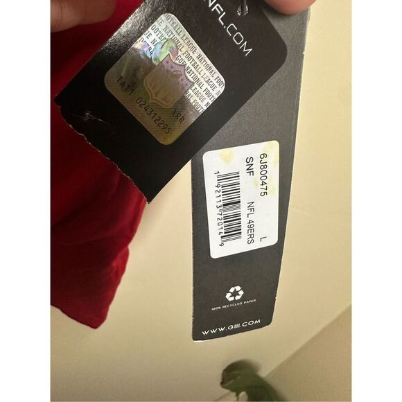 GIII 4Her San Francisco Forty Niners V Neck Red Game Day Shirt Size Large - Picture 5 of 6